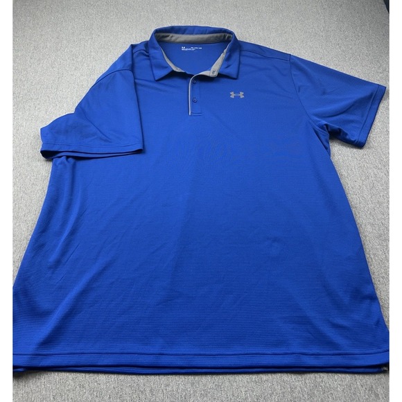 Under Armour Polo Shirt Mens 4XL Blue Loose Fit Golf Performance‎ Shirt Sleeve - Picture 1 of 9